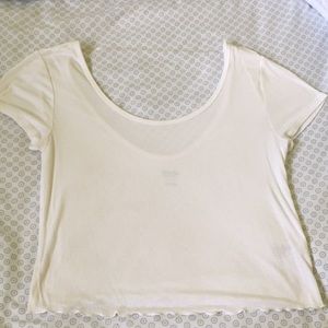 NWOT Missimo White Low Back Lettuce Edge T-shirt